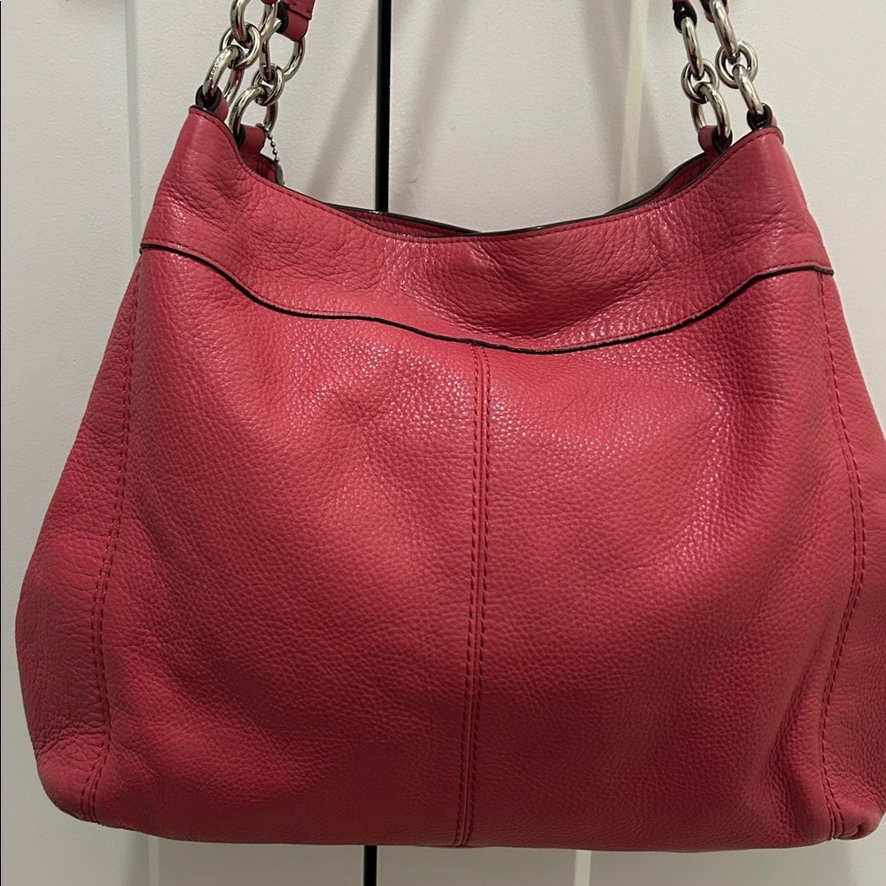 Coach Lexy Pebbled Leather Shoulder Bag in Strawberry Pink - Picture 12 of 13